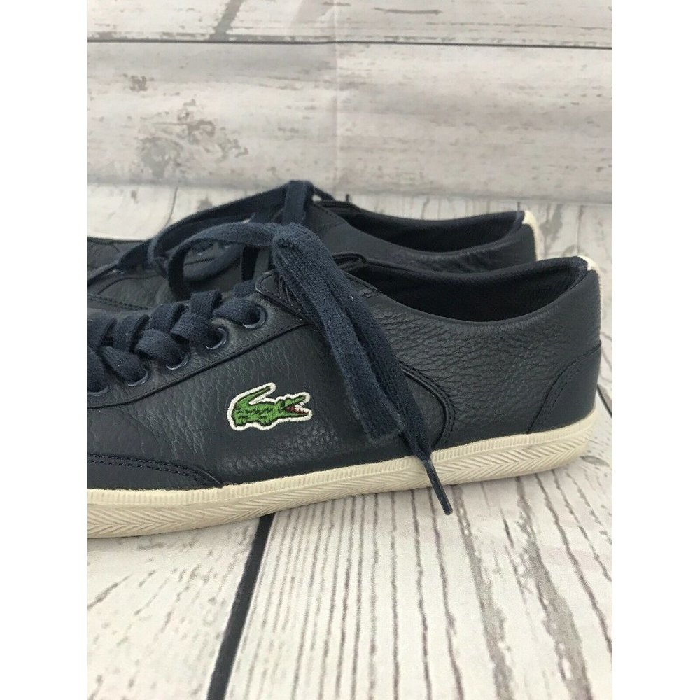 Lacoste Haneda Blue Leather Athletic Casual Shoes - Picture 2 of 11